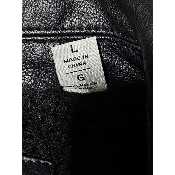 Levis Faux Leather Trucker Sherpa-Lined Jacket Black Zip Snap Button Biker Men L - Picture 10 of 16